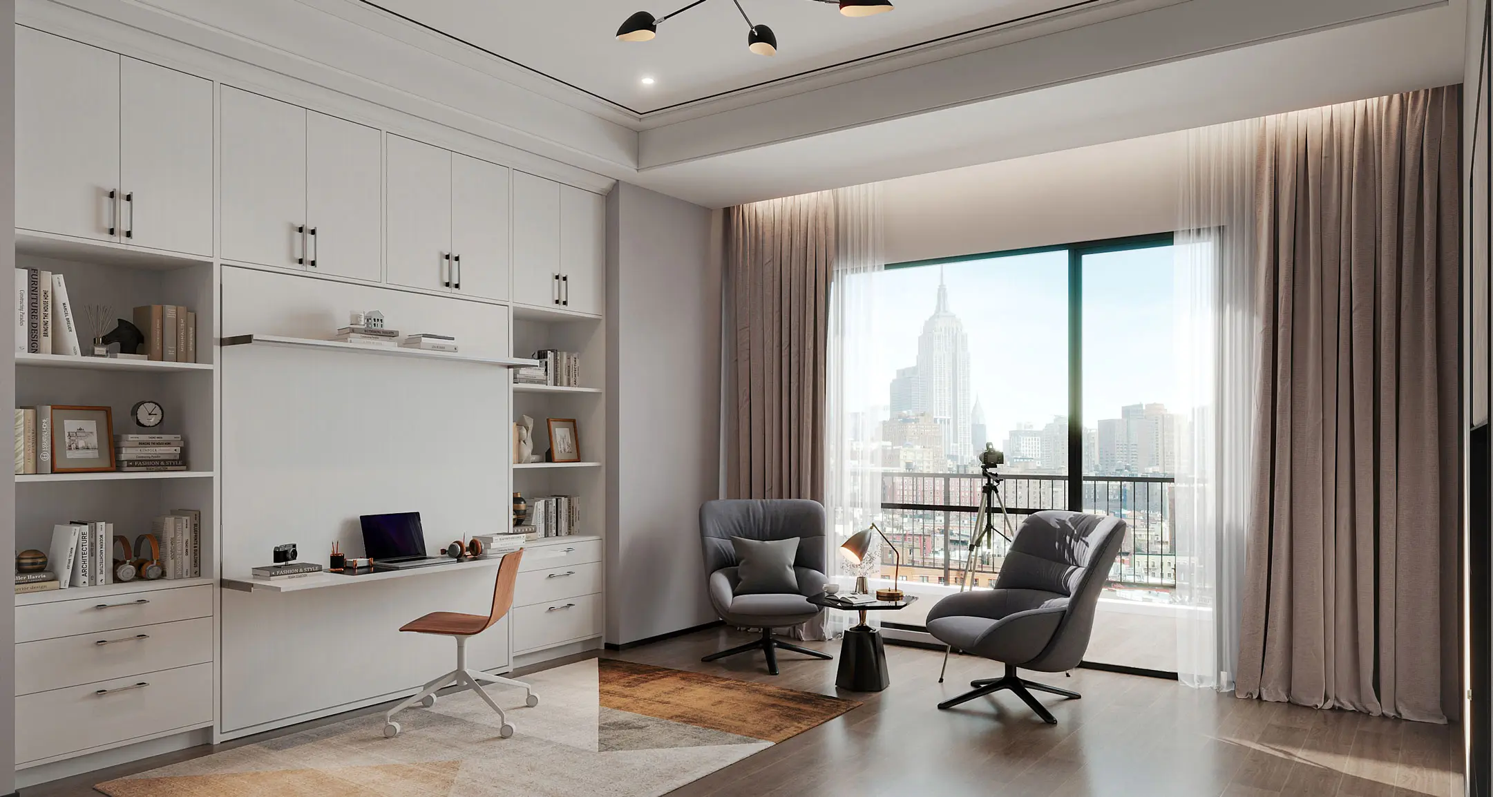 new york highrise closed wall bed