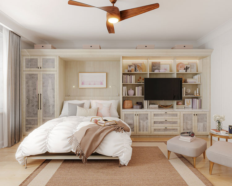 custom wall bed in a entertainment center