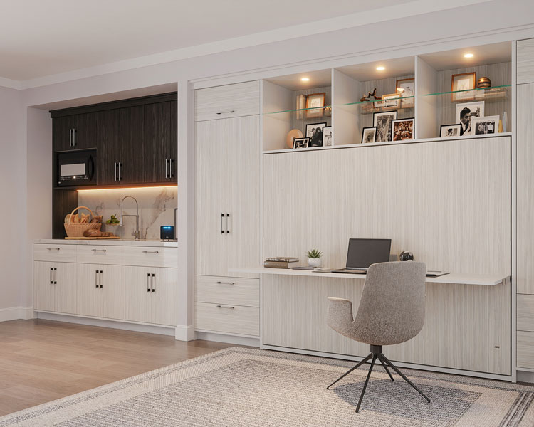 custom murphy bed in white