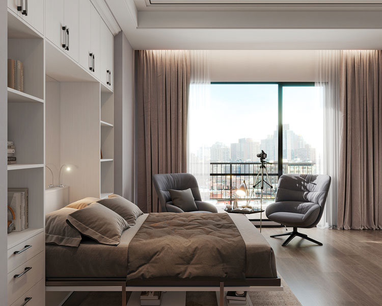 Studio with a wall bed and city view