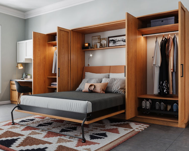 brown custom murphy wall bed