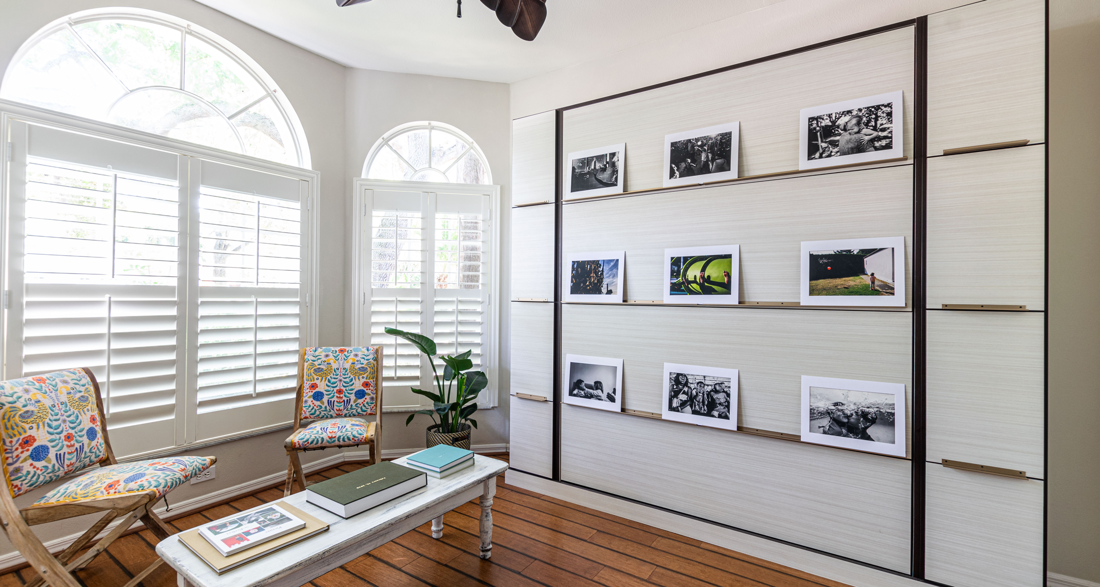 custom wall bed made with a custom picture portrait holders closed