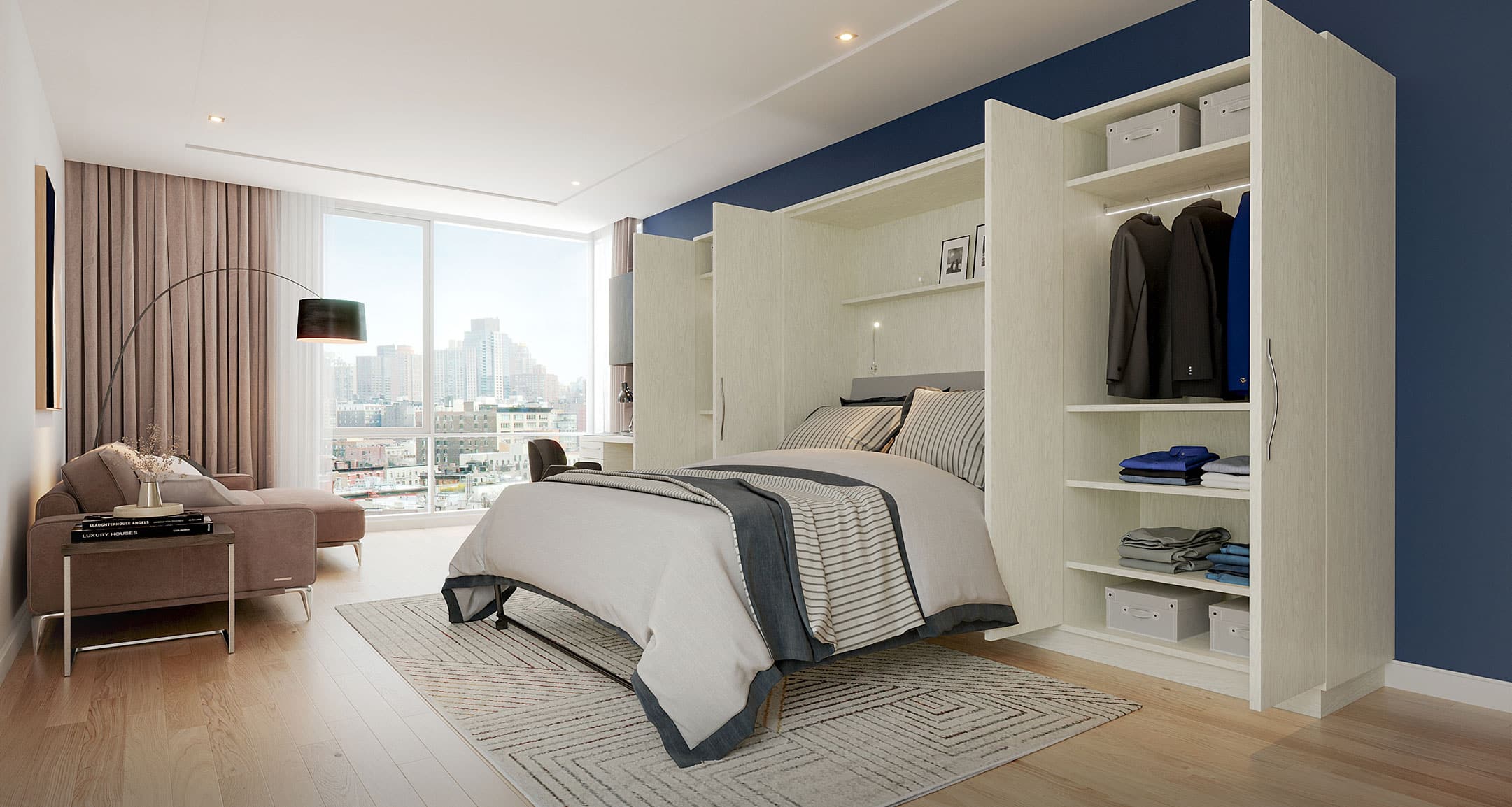 open murphy bed unit in manhattan